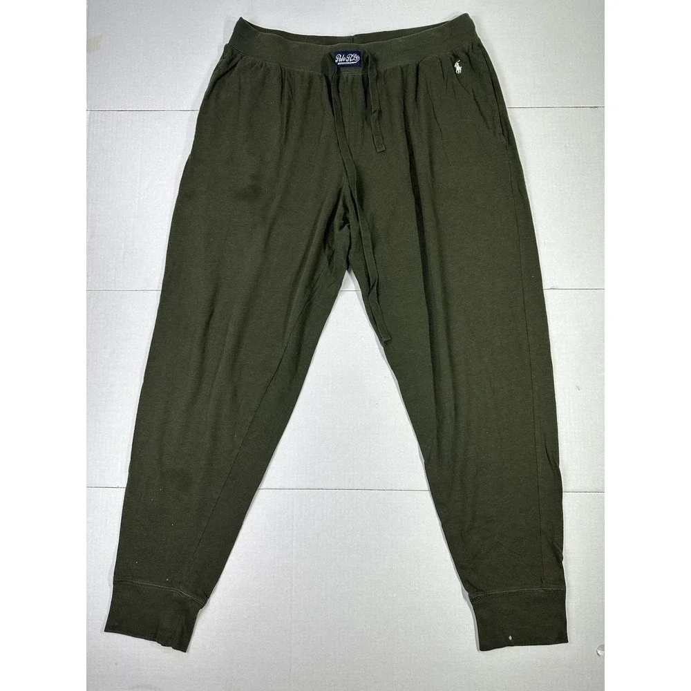 Polo Ralph Lauren Lounge Pants Green Joggers L Sleepwear Knit RL Logo Flaws